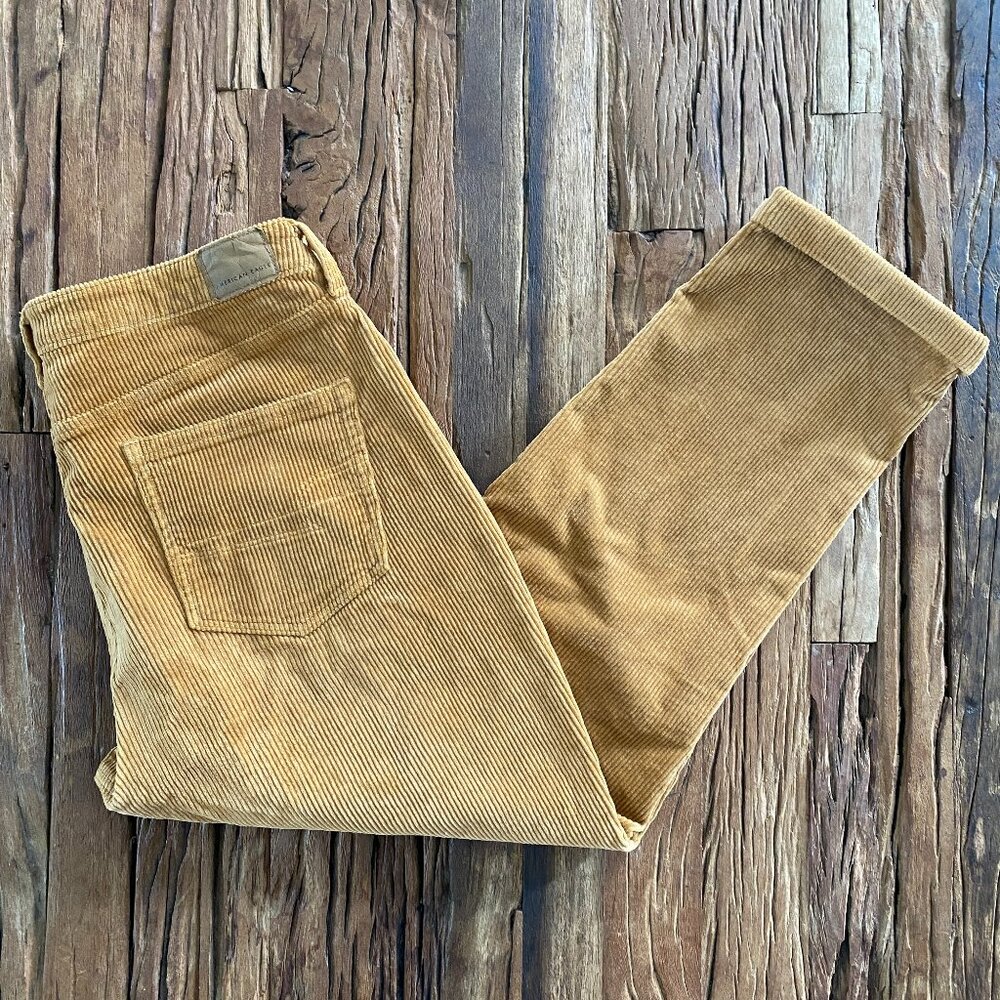 American Eagle Corduroy Pants Women's 14 Short Mustard Straight Actual 33 x 26